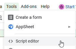 The script editor menu