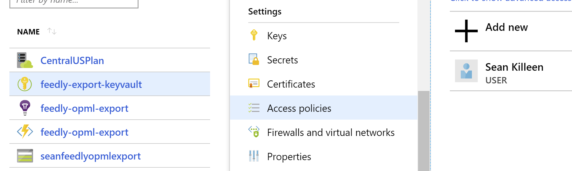 Button to add an access policy