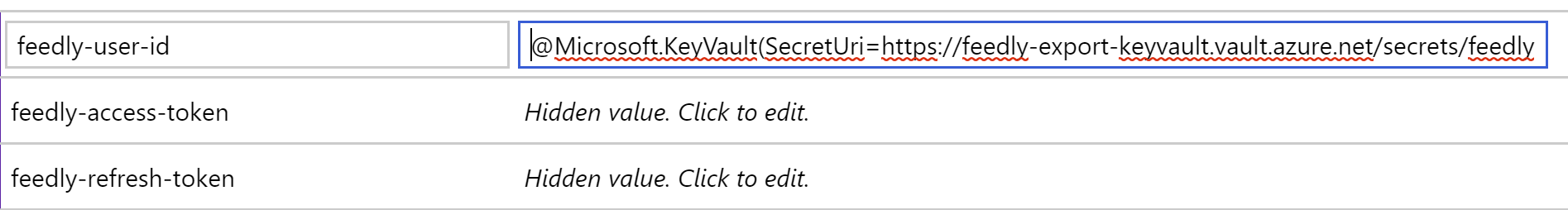Changing the app settings to refer to the key vault
