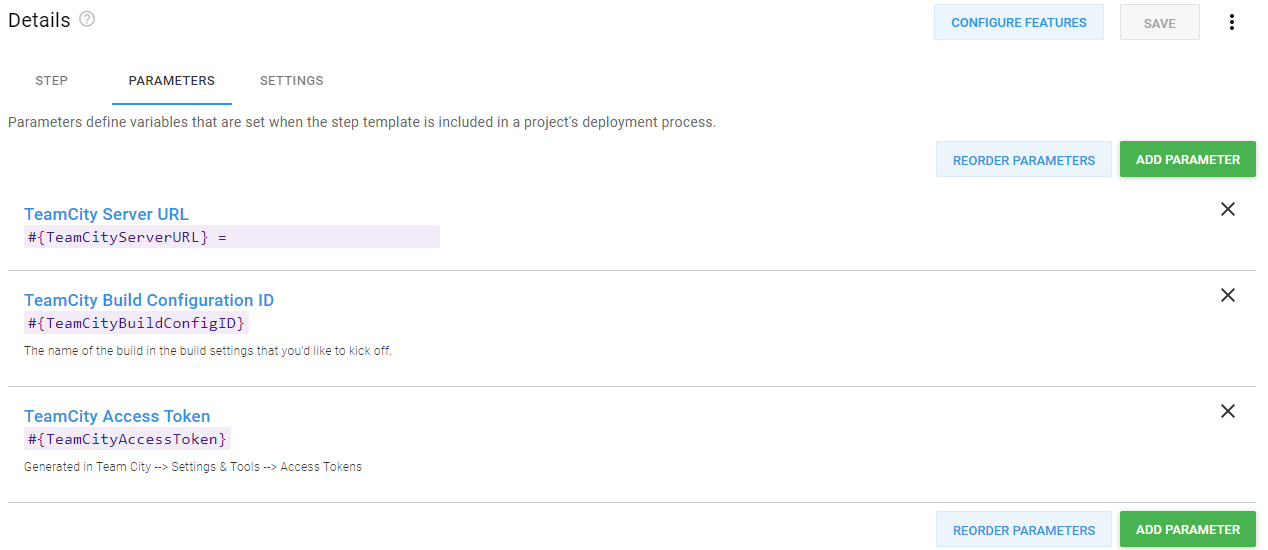 Script parameters shown visually